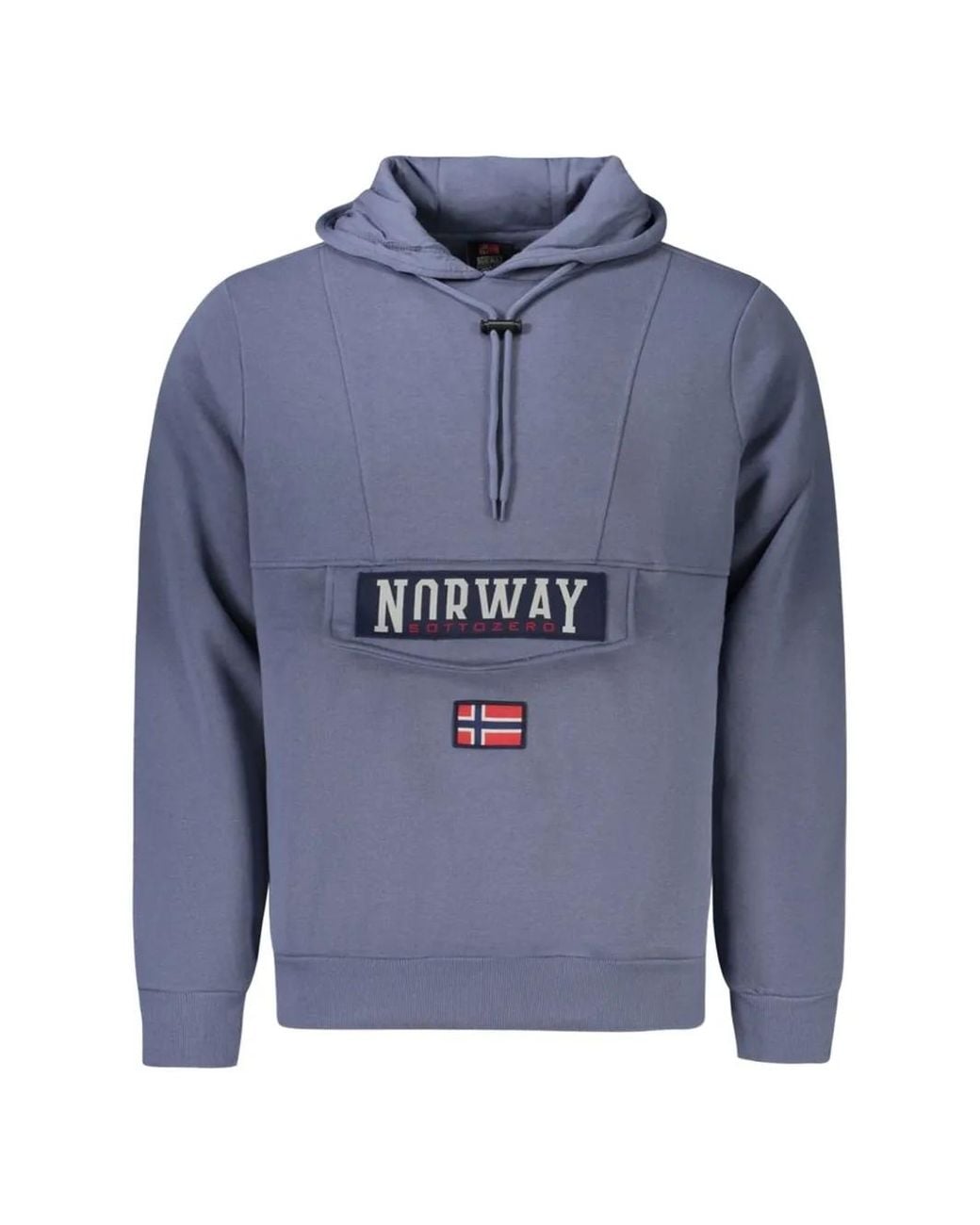 Norway 1963 Blue Logo-Patch Drawstring Hoodie for men