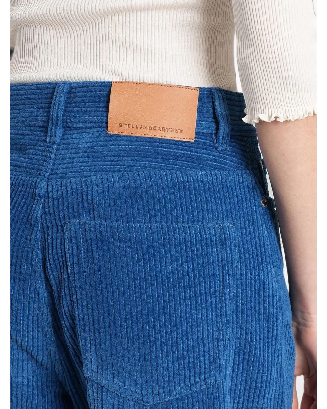 Stella McCartney Blue Corduroy-Effect Straight-Leg Trousers