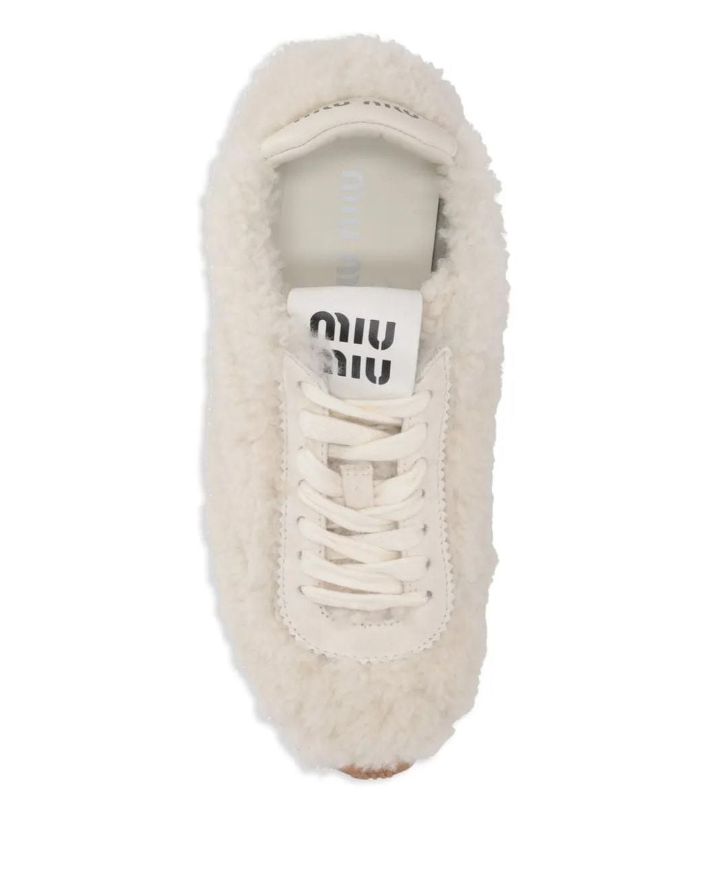 Miu Miu Natural Shearling Lace-Up Sneakers