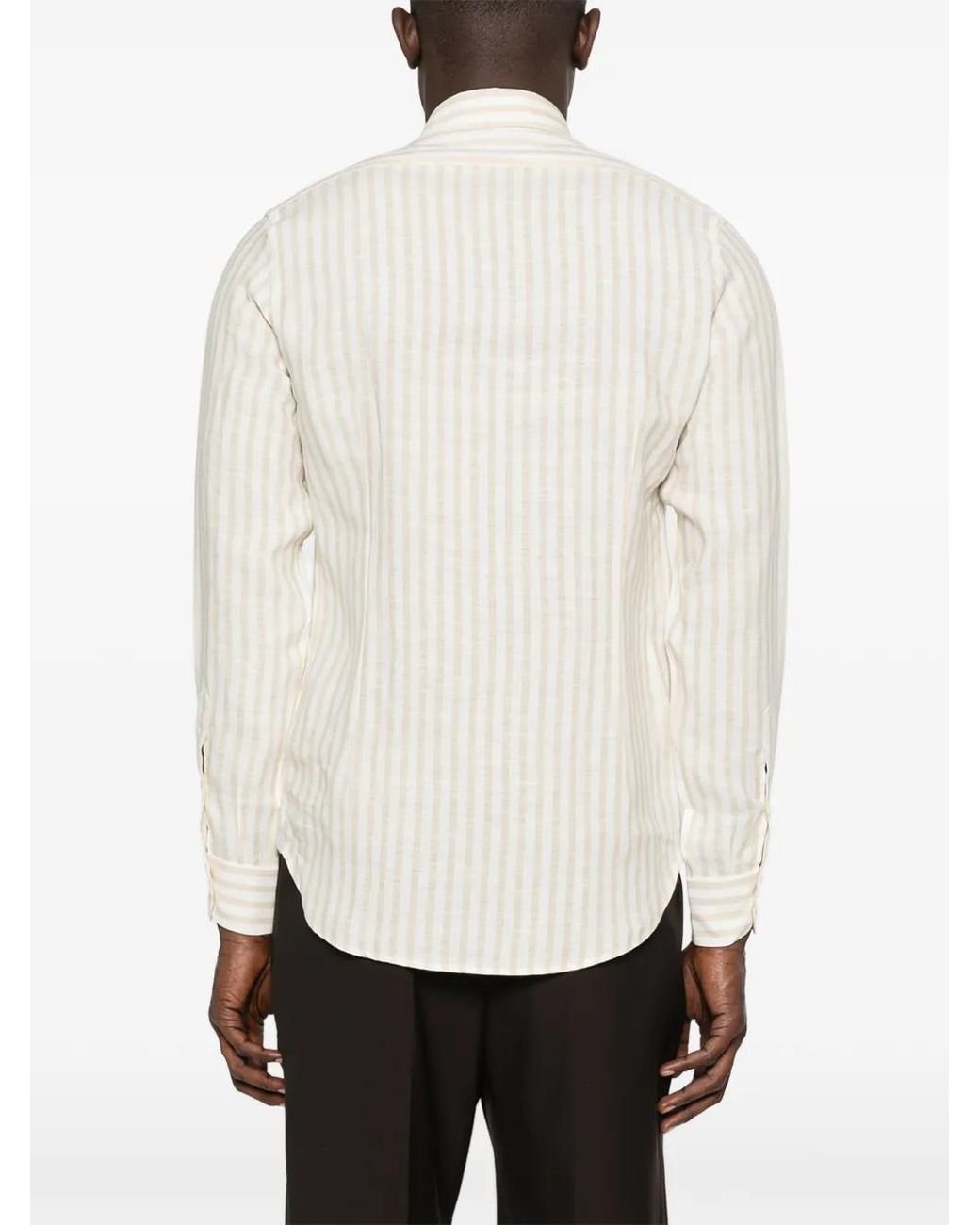 Eleventy White Striped-Pattern Shirt for men