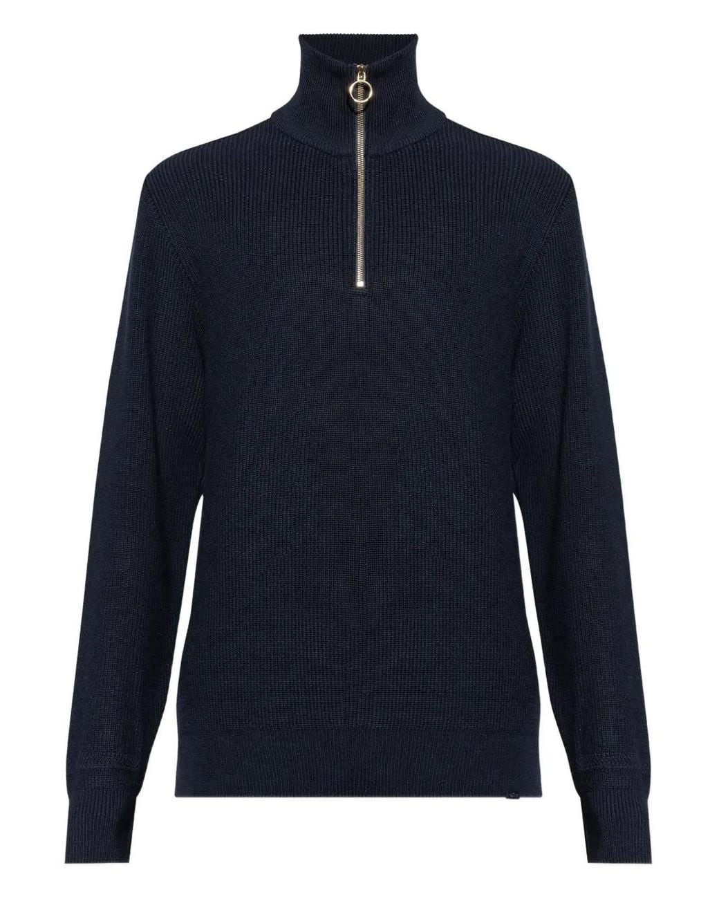 Paul & Shark Blue Shark Tag Tech Wool Half Zip Sweater for men