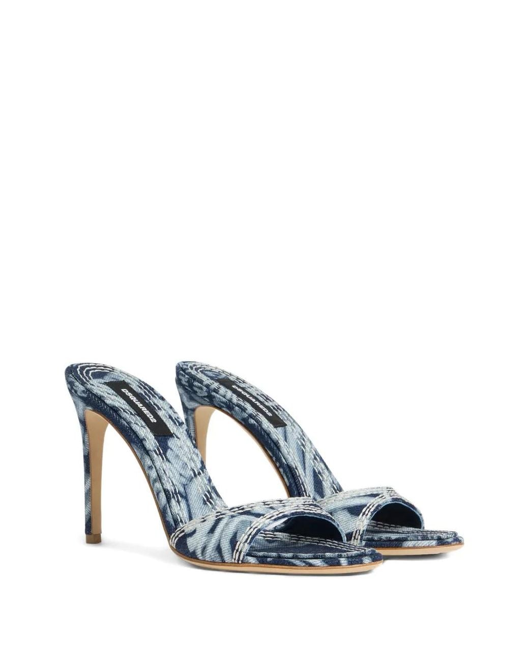 DSquared² Blue Rebel Hibiscus Twin Mule Sandals