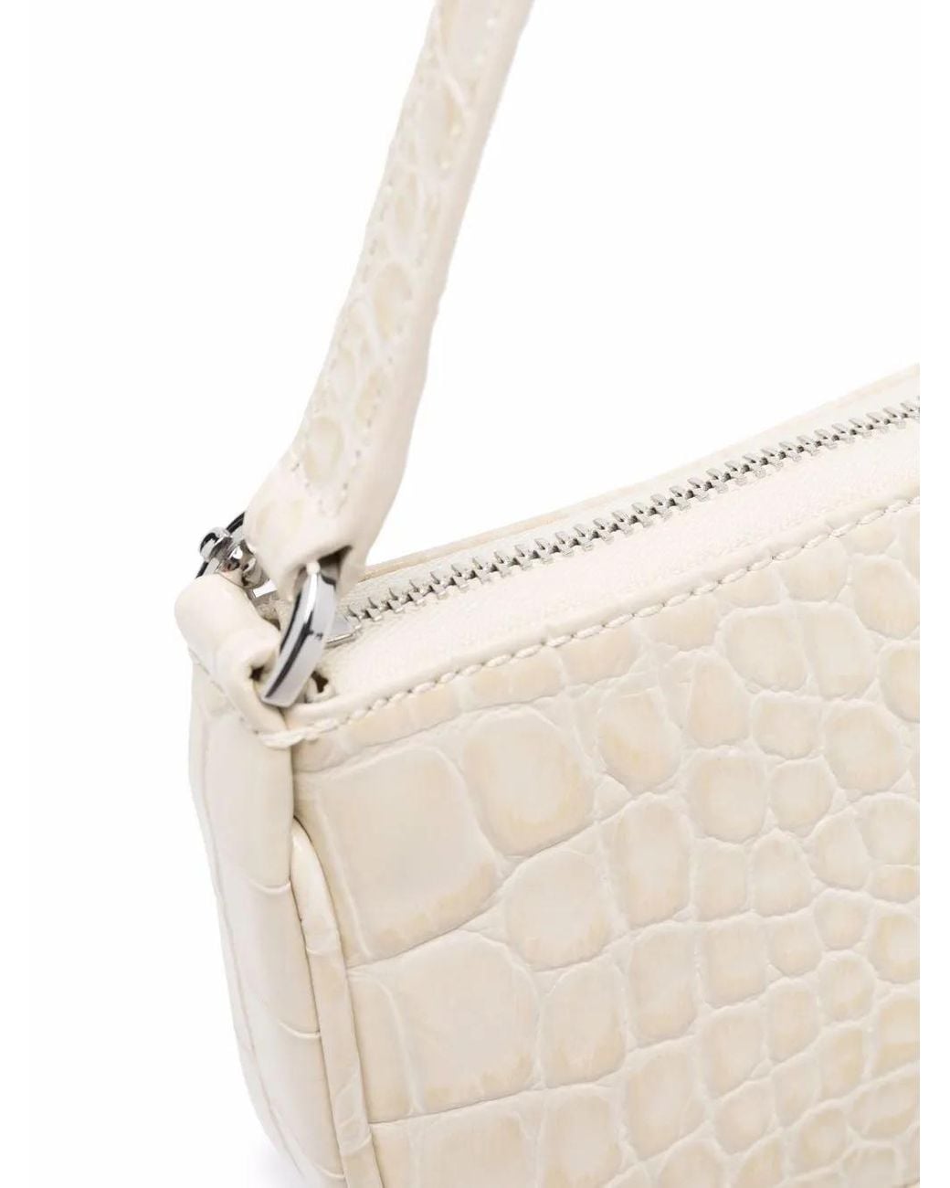 By Far Natural Mini Rachel Crocodile-Effect Shoulder Bag