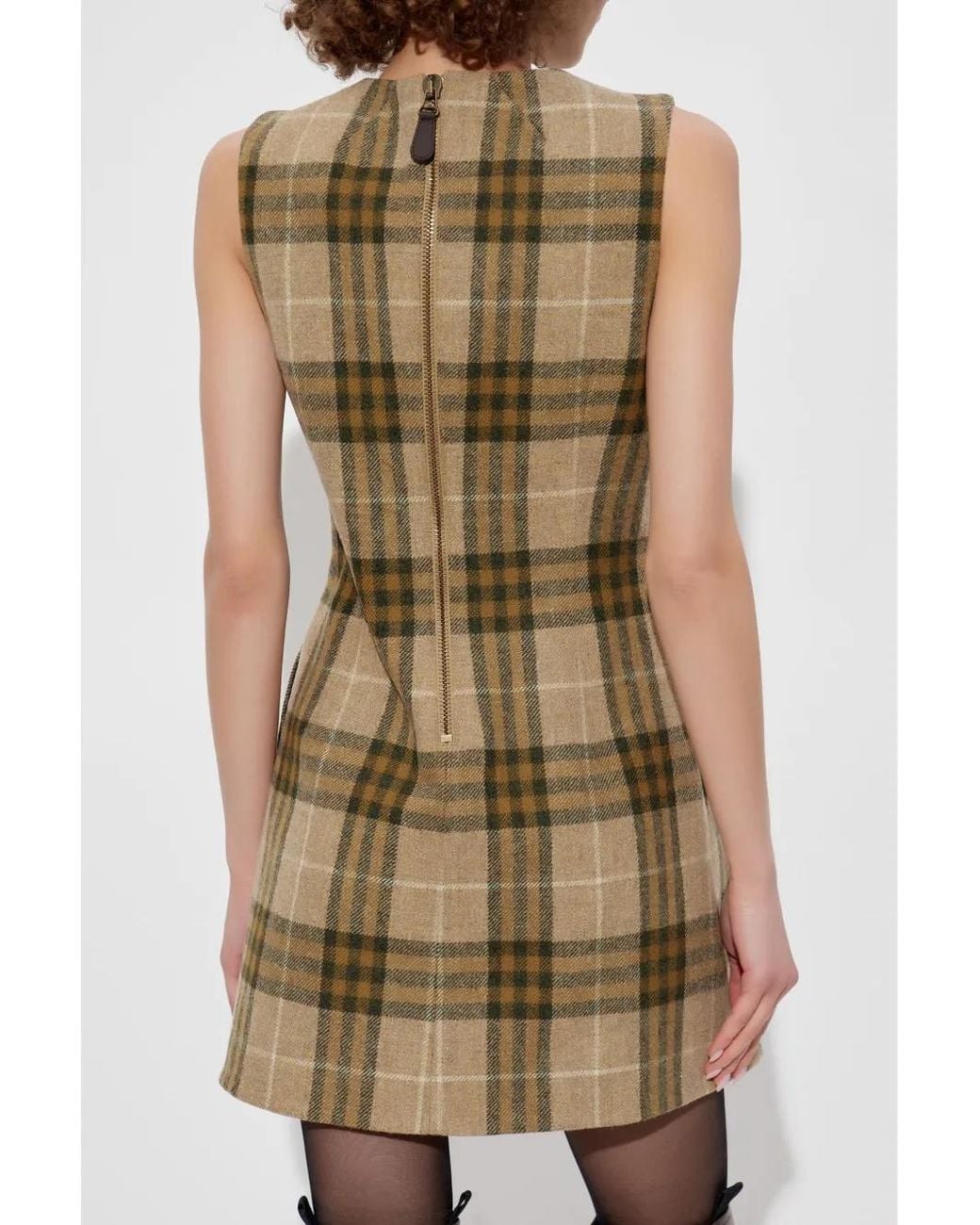 Burberry Brown Checked Mini Dress