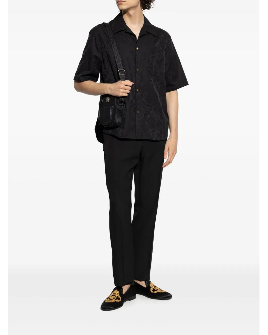 Versace Black Shirt With 'Barocco' Pattern for men