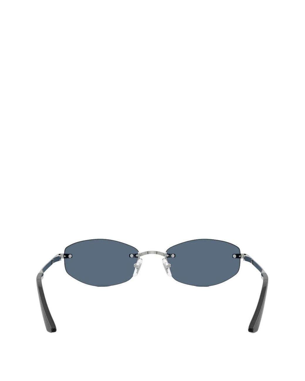 Versace Blue Oval-Frame Rimless Sunglasses