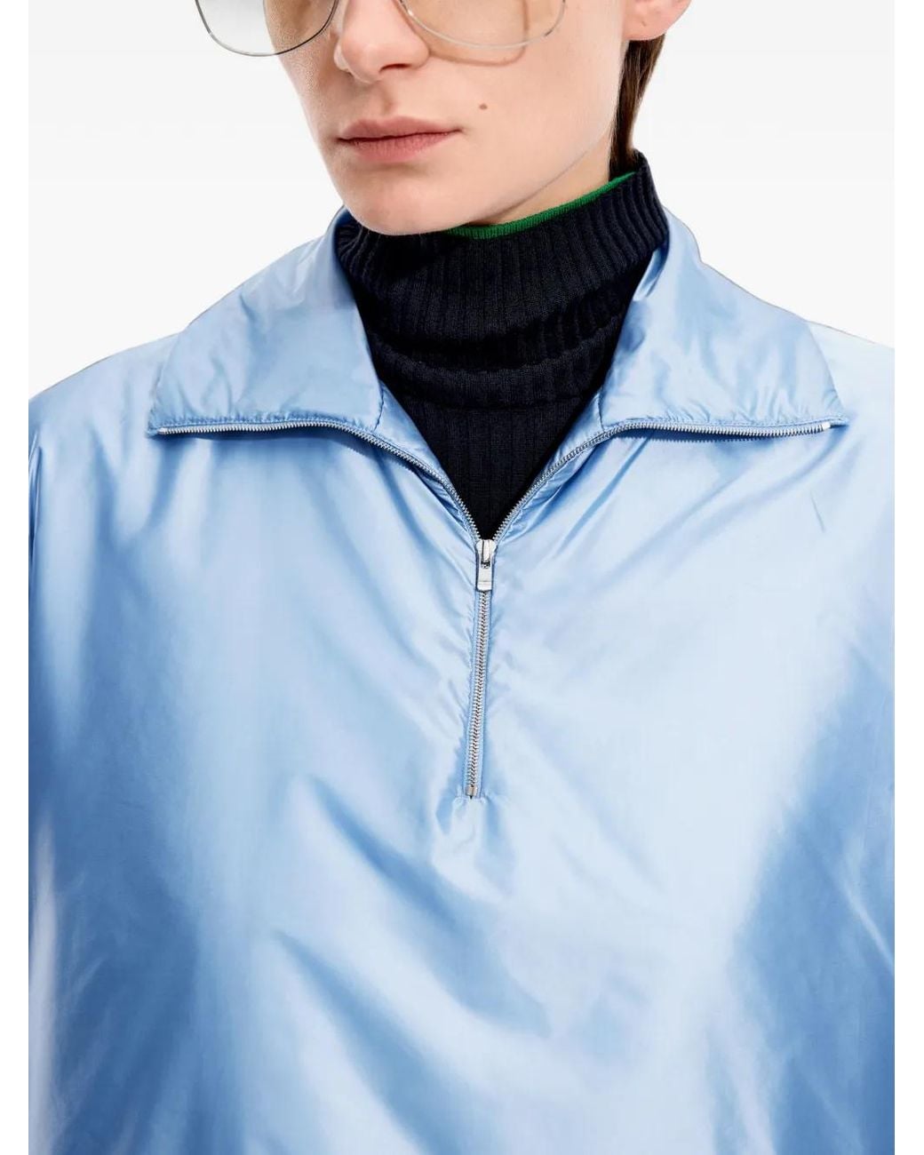 JNBY Blue Quarter-Zip Satin-Finish Top