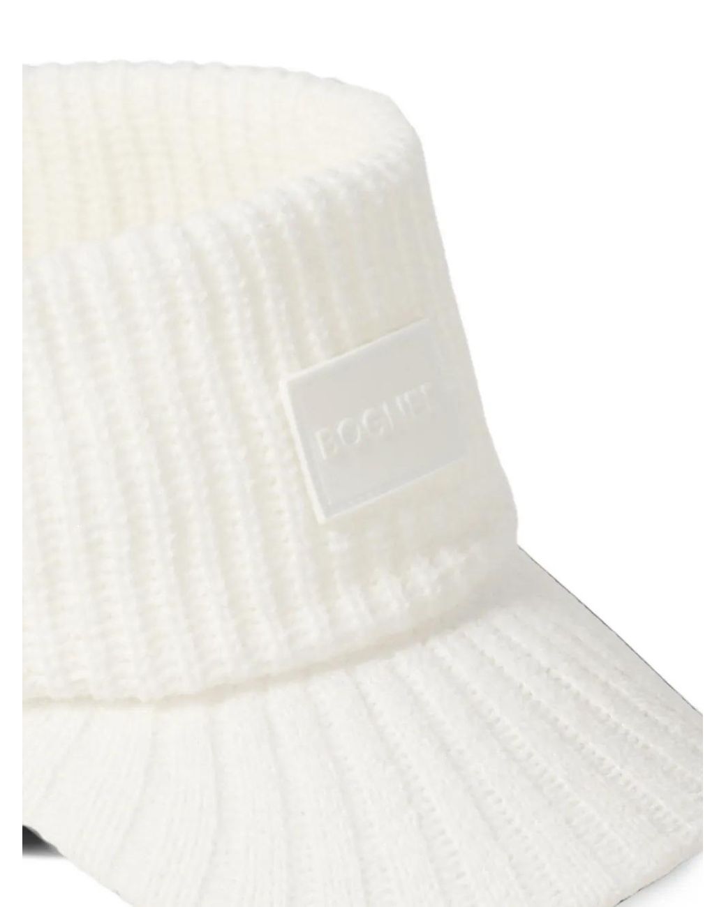 Bogner White Tessie Ribbed-Knit Visor