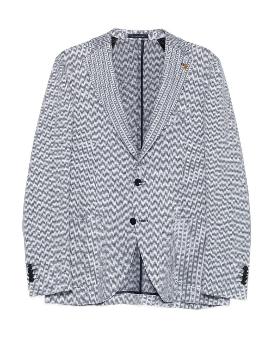 Latorre Gray Herringbone-Pattern Blazer for men