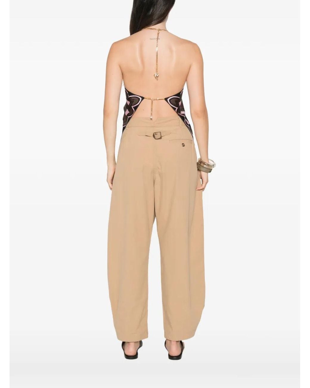 Emilio Pucci Black Baiadera-Print Chain-Link Halter Top