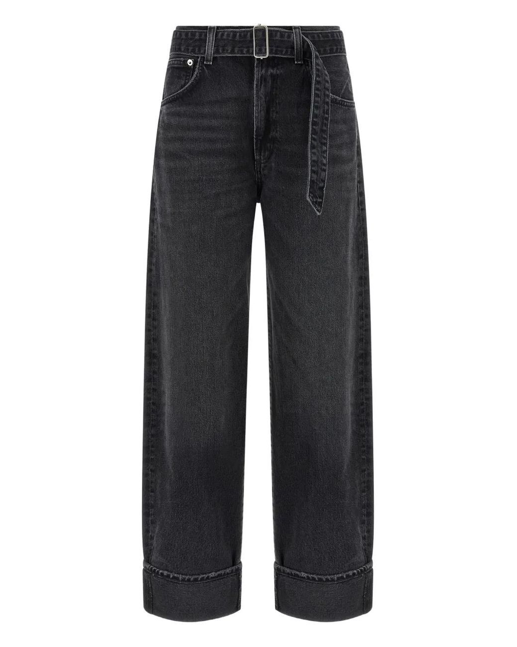 Agolde Black Jeans Cuffer Taper Washed Effect