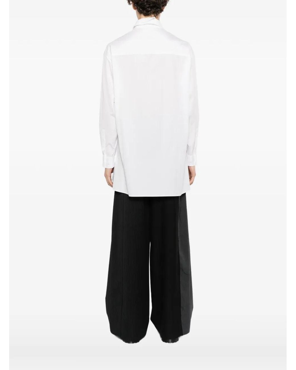 Yohji Yamamoto White Triple-Flap Asymmetry Shirt for men
