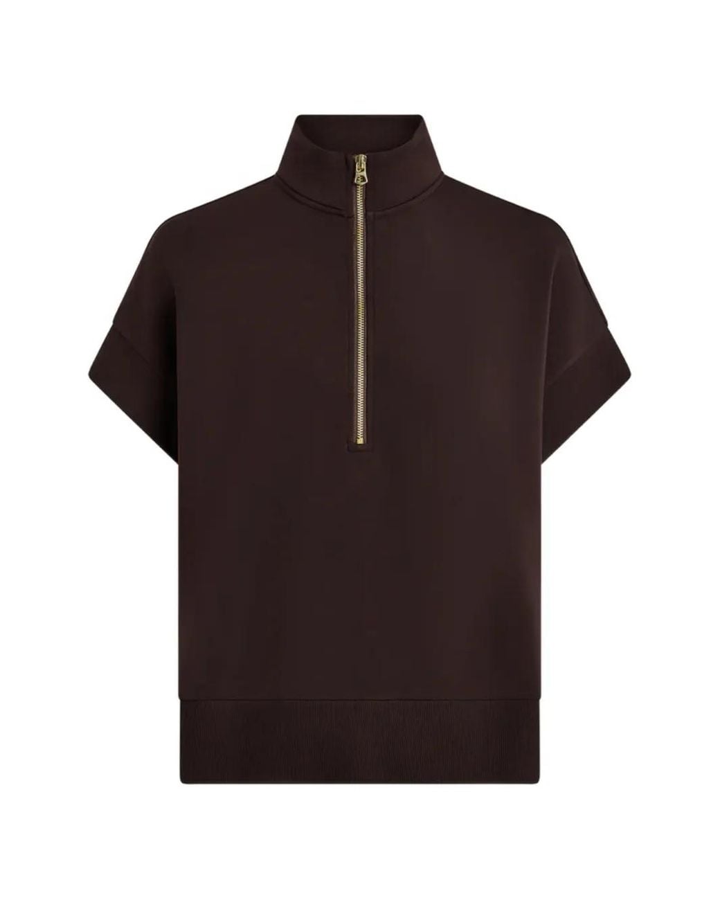 Varley Brown Ritchie Short-Sleeve Quarter-Zip Sweatshirt