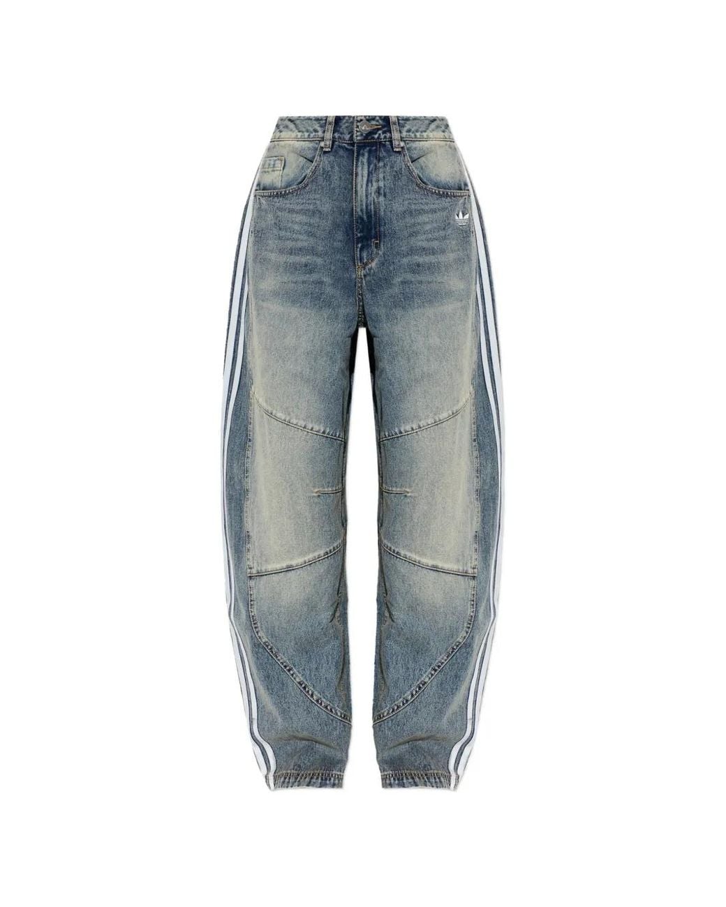 Adidas Blue 3-Stripes Tapered Jeans