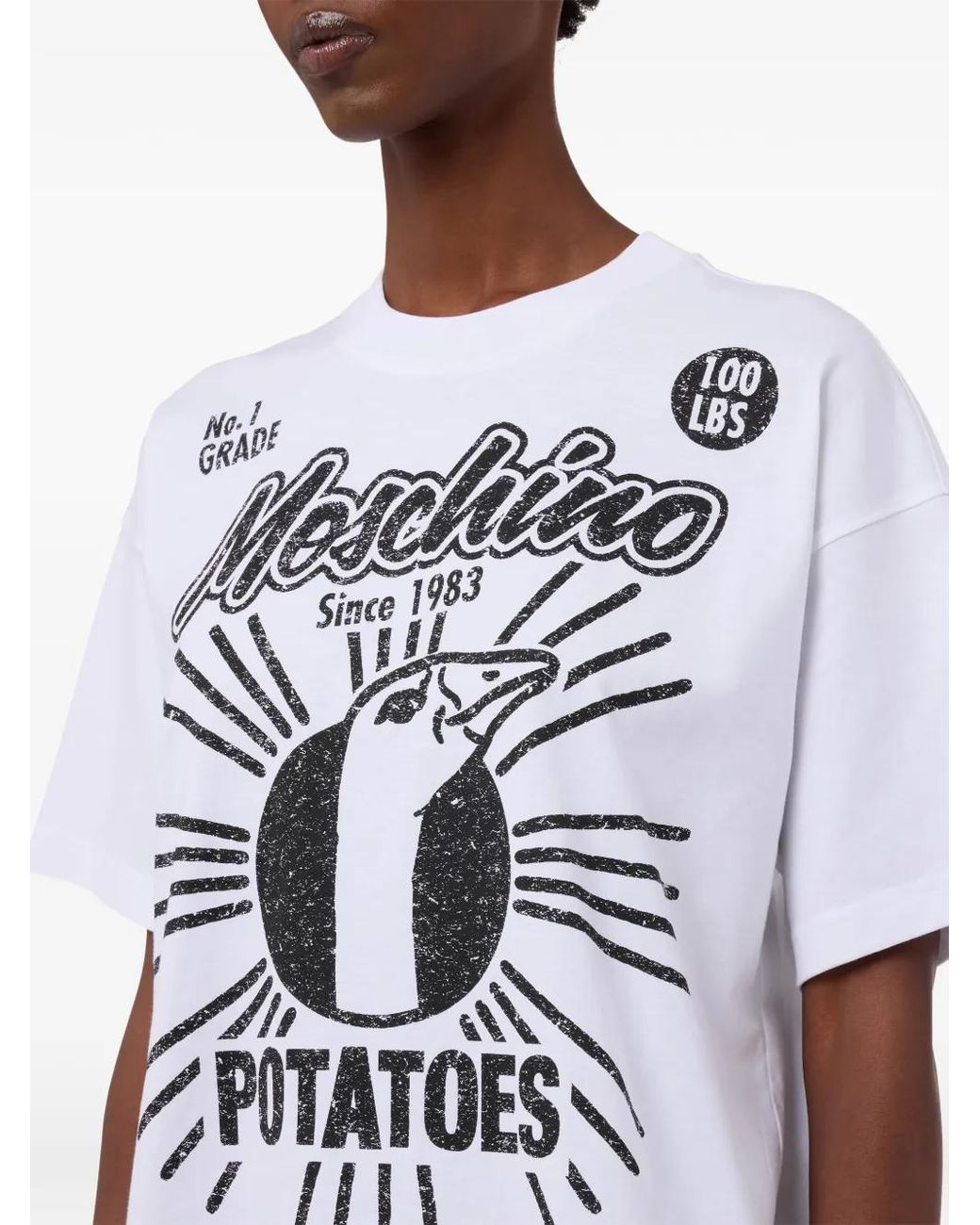 Moschino White Printed Organic Cotton Jersey T-Shirt