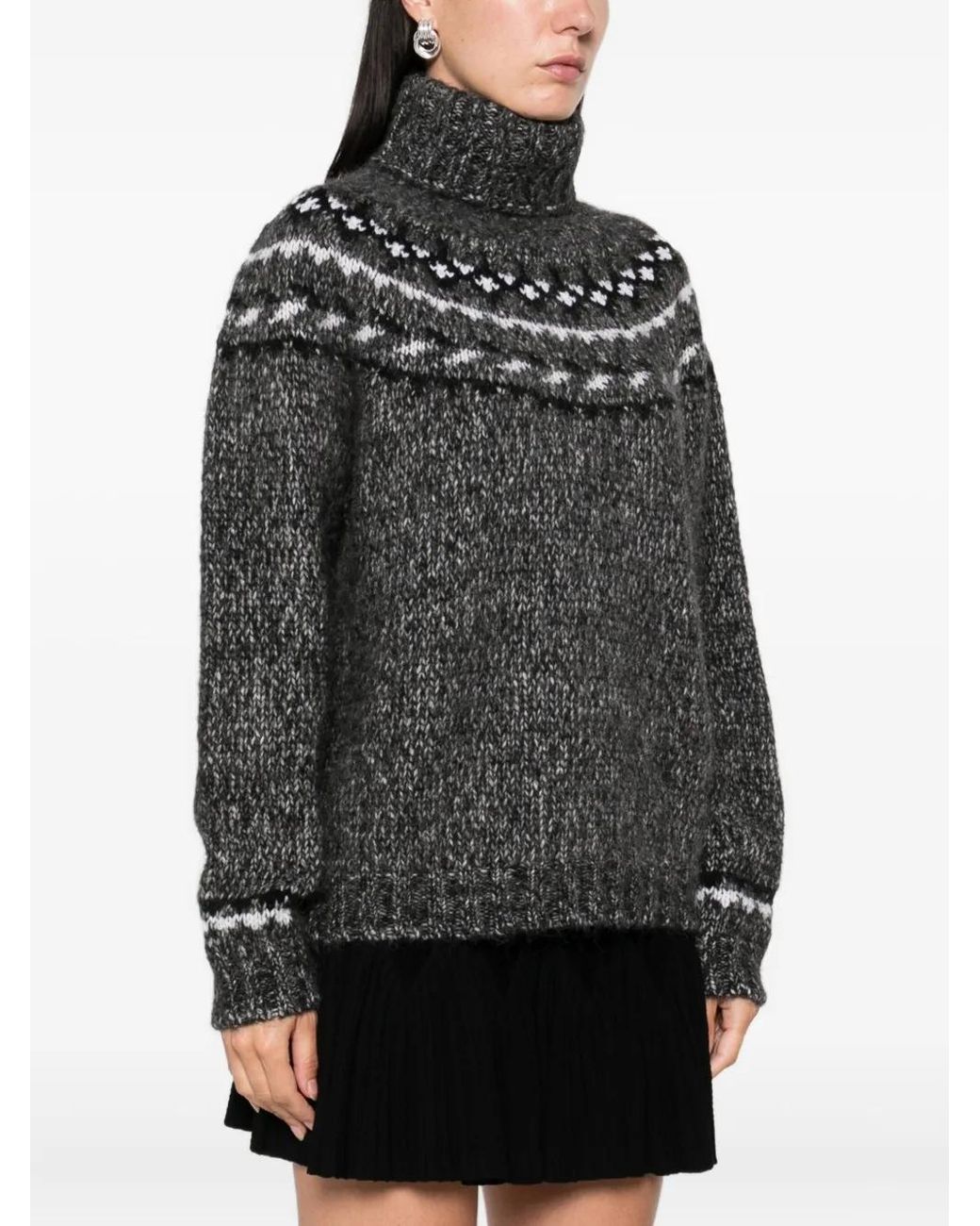 P.A.R.O.S.H. Black Laila High-Neck Patterned Sweater