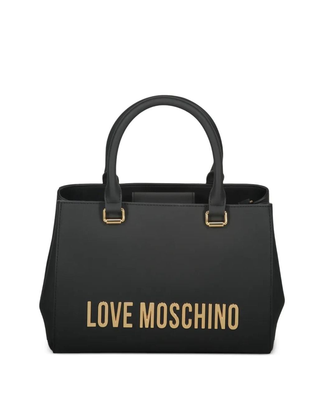 Love Moschino Black Logo Lettering Rigid Tote Bag