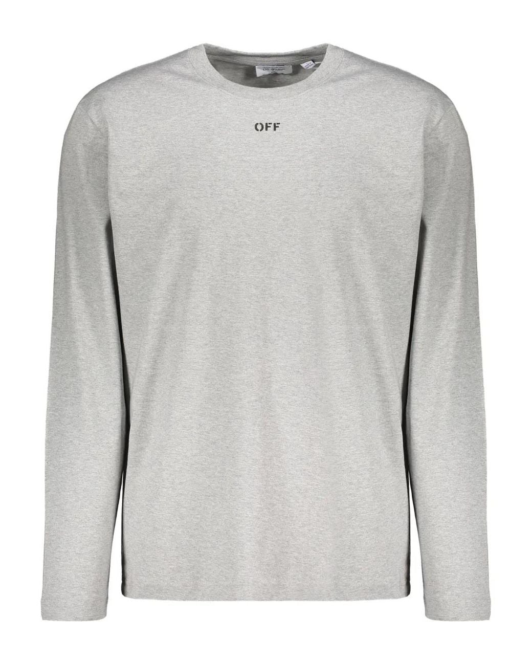 Off-White c/o Virgil Abloh Gray Long-Sleeve Round-Collar T-Shirt for men