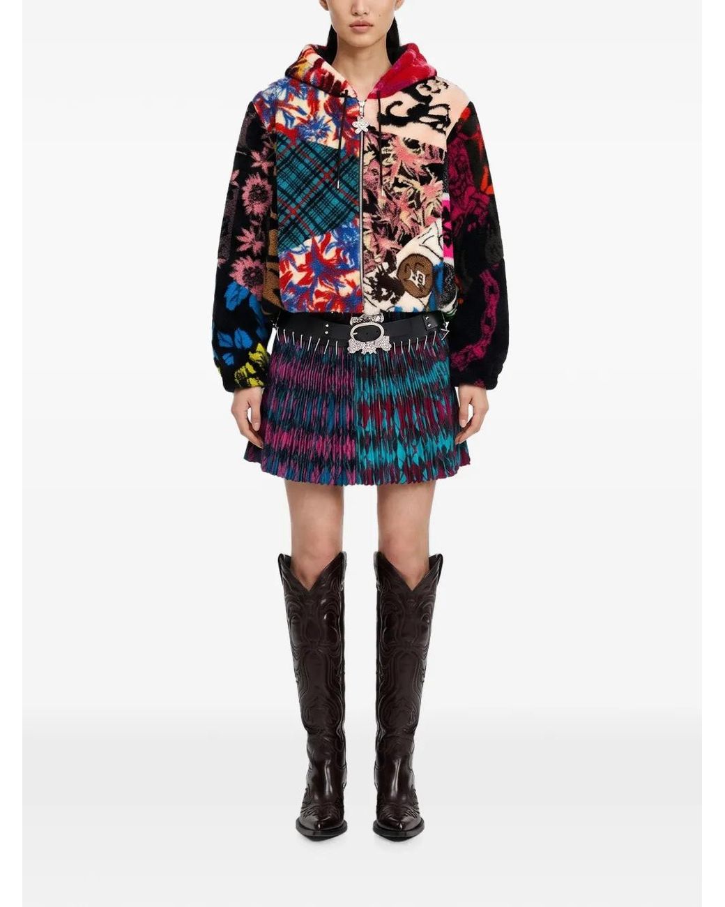 Chopova Lowena Blue Patchwork Oversized Hoodie