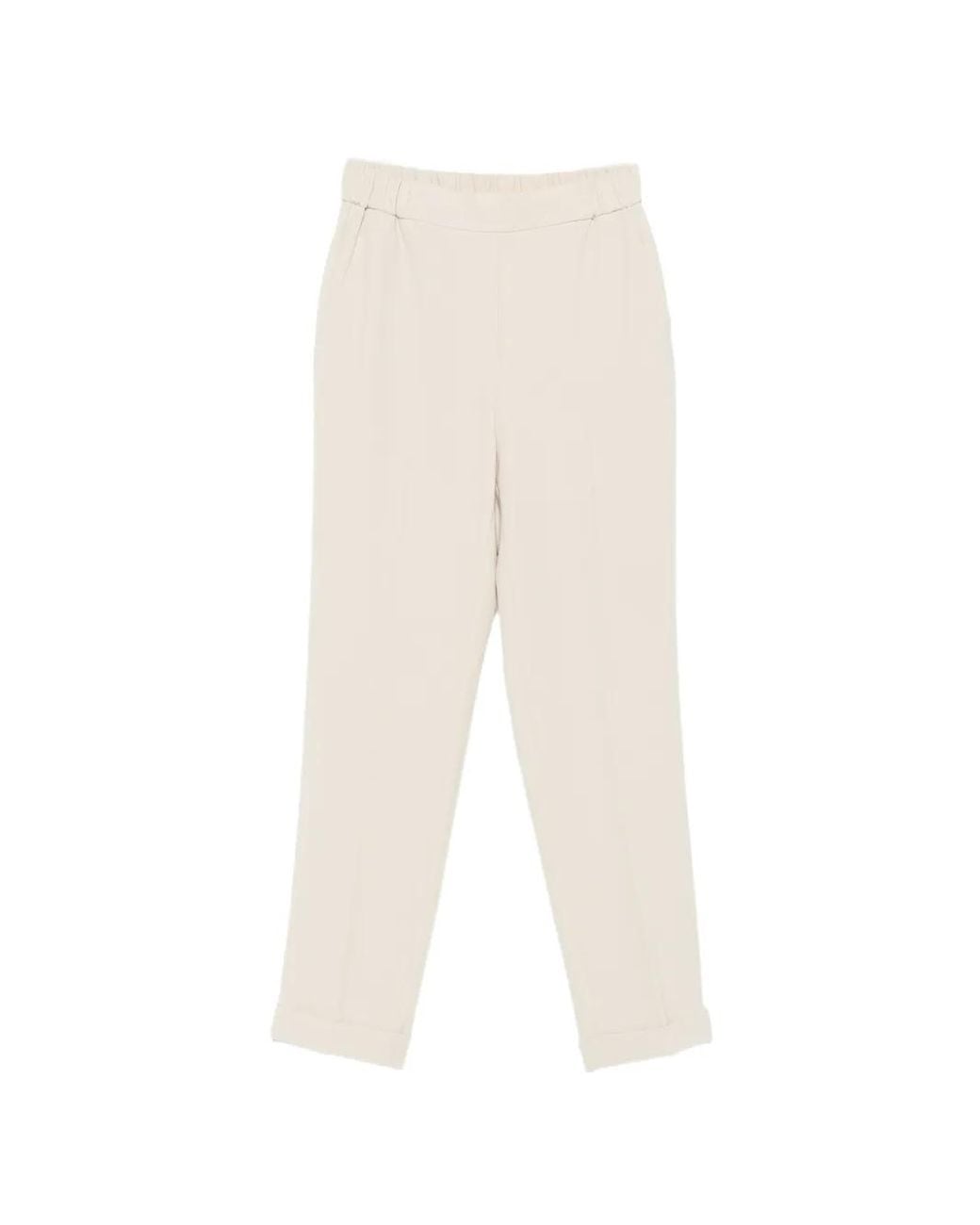 Antonelli White Embellished-Cuff Tapered Trousers