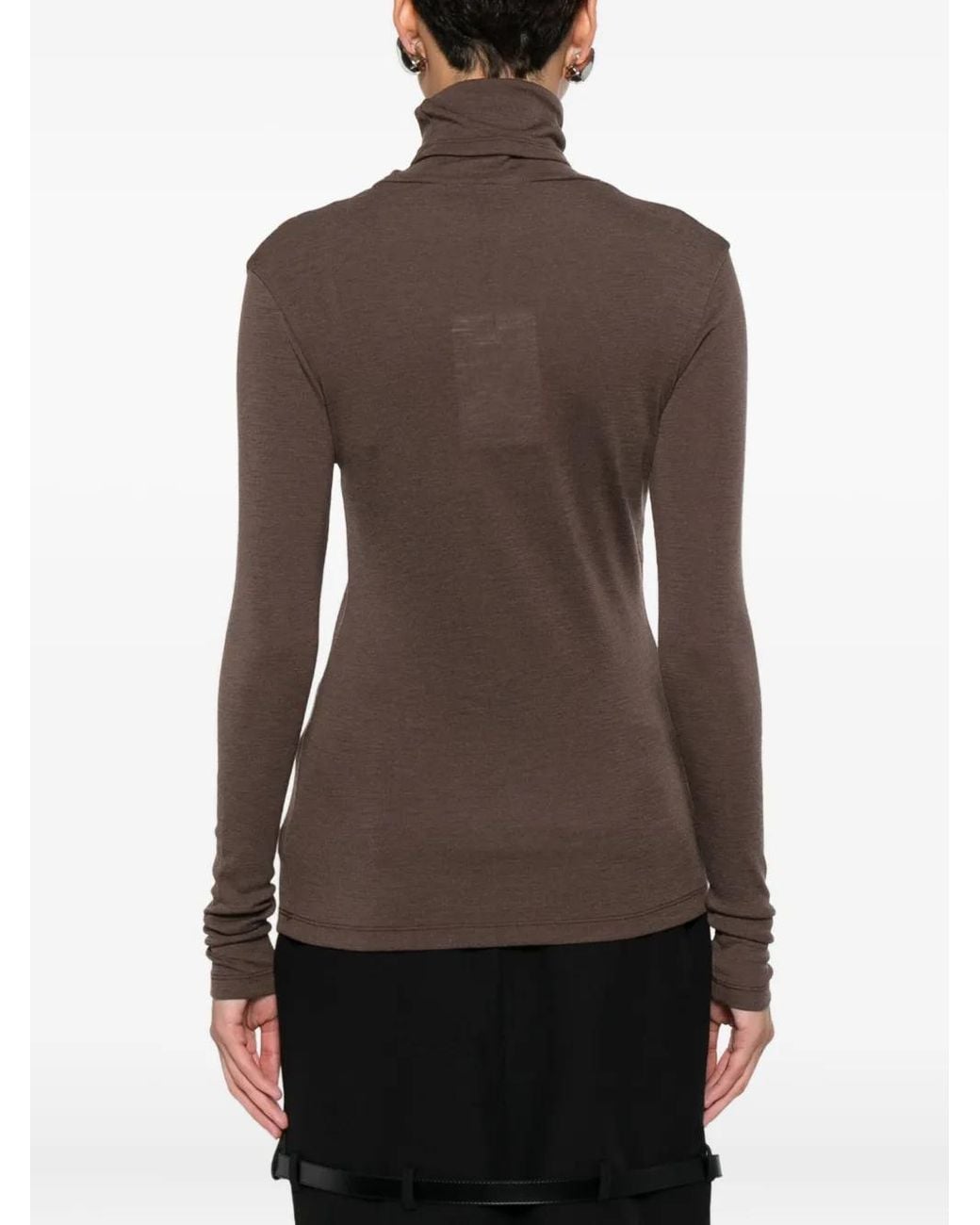 Rohe Brown Langärmeliger Rollkragenpullover