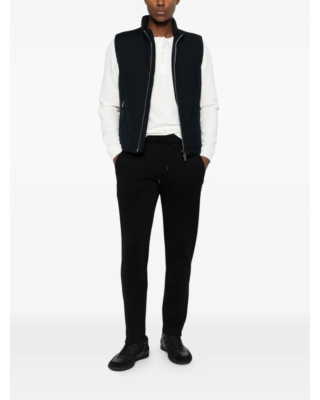 Moorer Black High-Neck Zip-Up Gilet for men