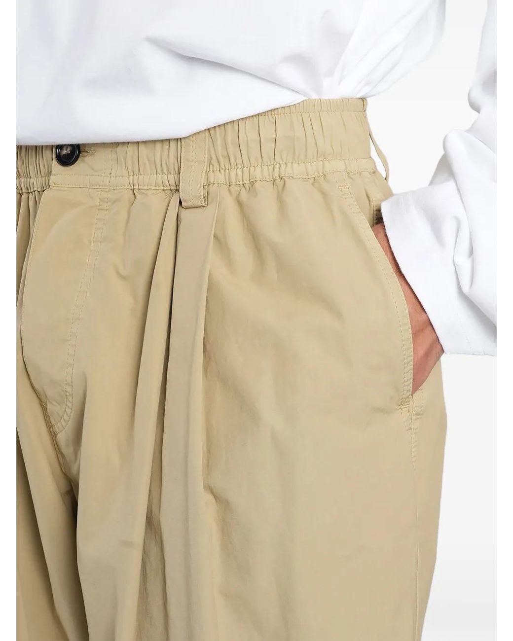 Marni Natural Pleated Wide-Leg Trousers for men