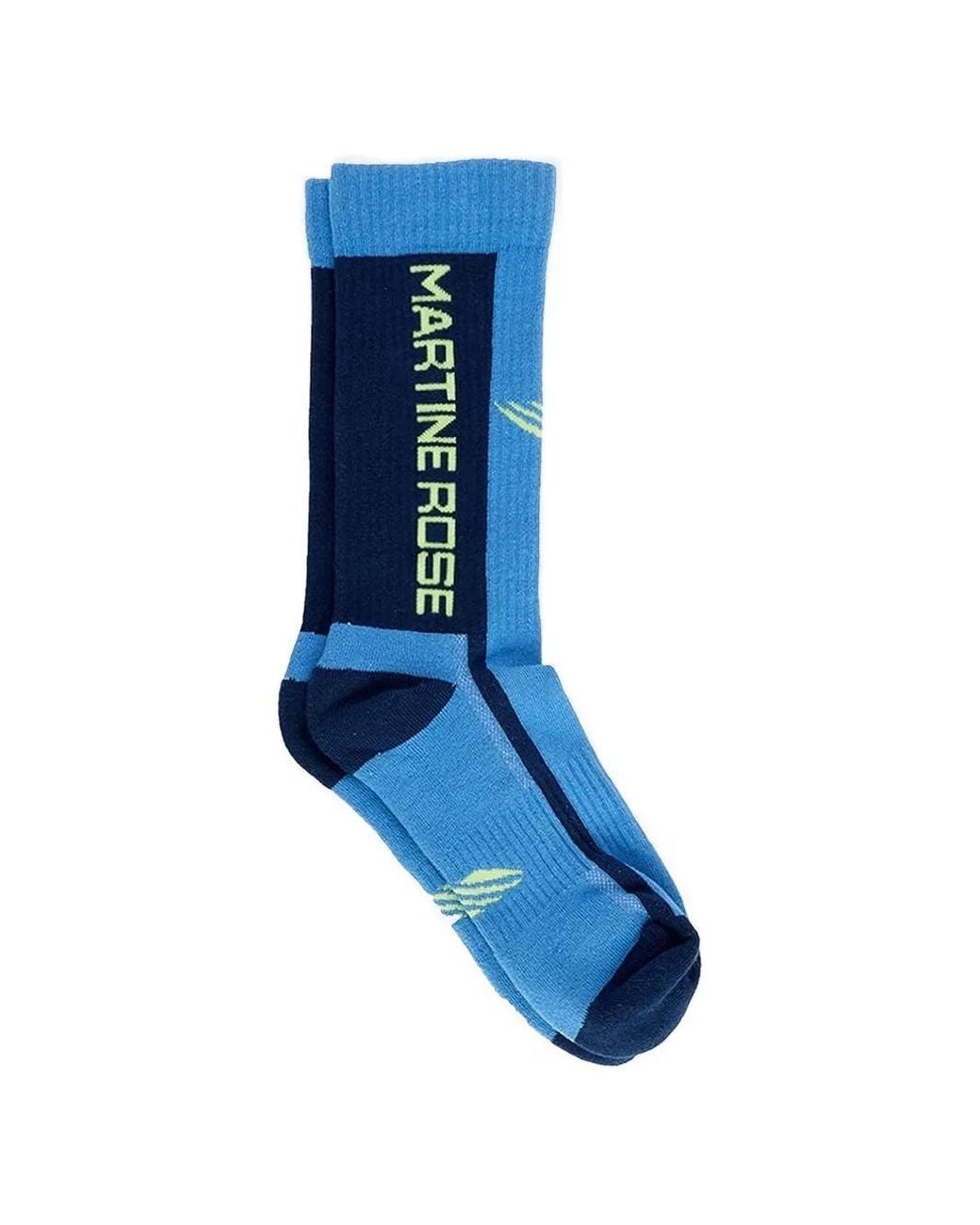 Martine Rose Blue Logo-Lettering Socks for men