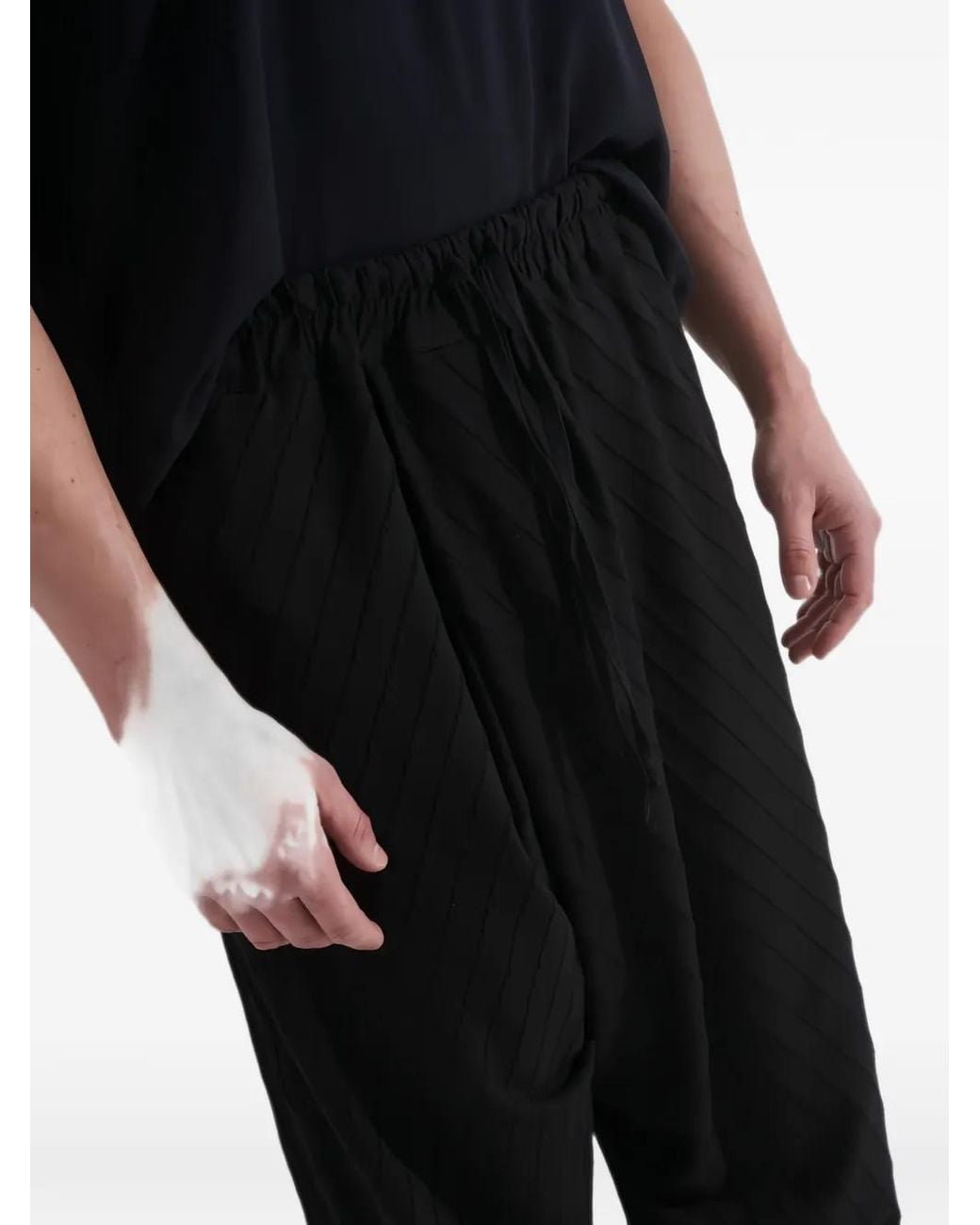 Tessitura Black Drawstring Trousers for men