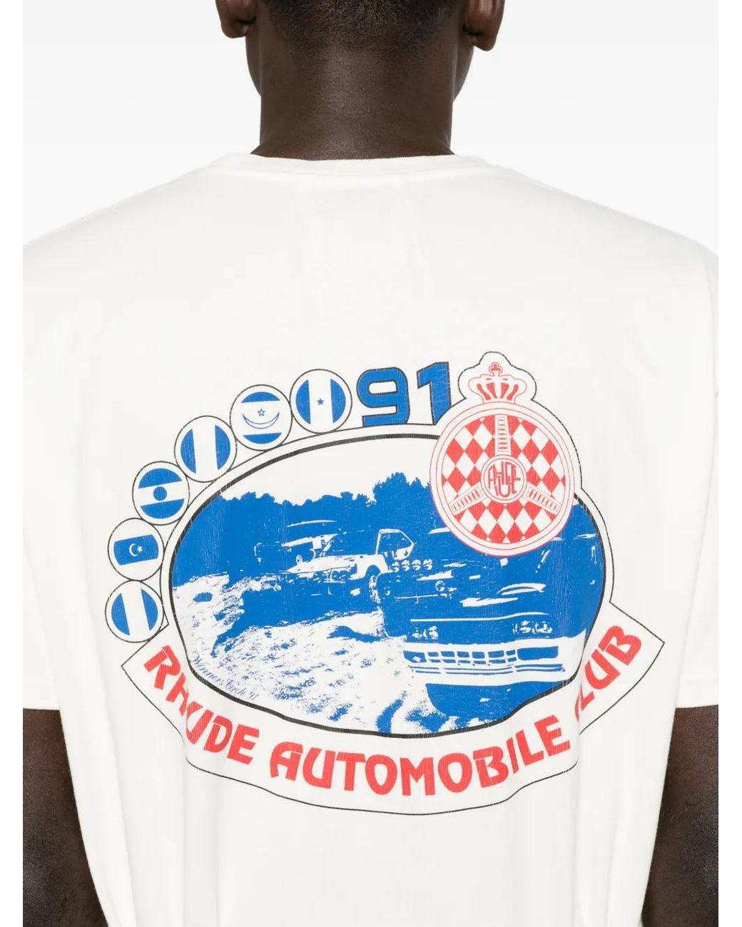 Rhude White Graphic-Print Cotton T-Shirt for men