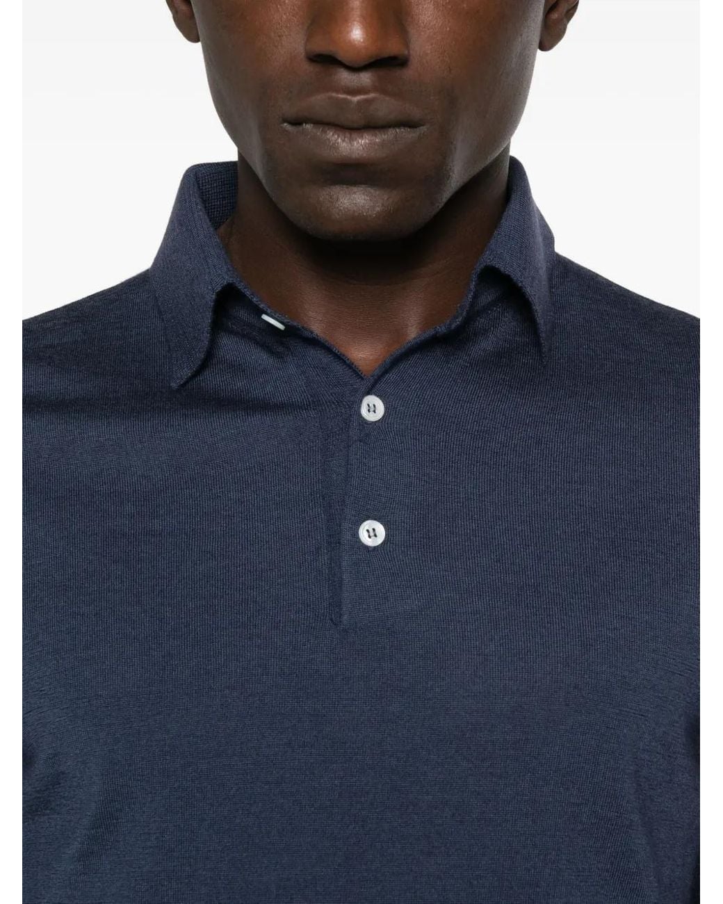 Lardini Poloshirt Met Lange Mouwen En Knopen in het Blue voor heren
