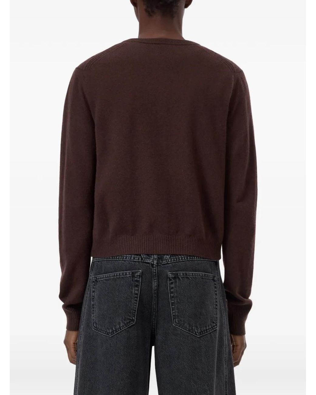 Closed Brown Button-Up Crew-Neck Cardigan