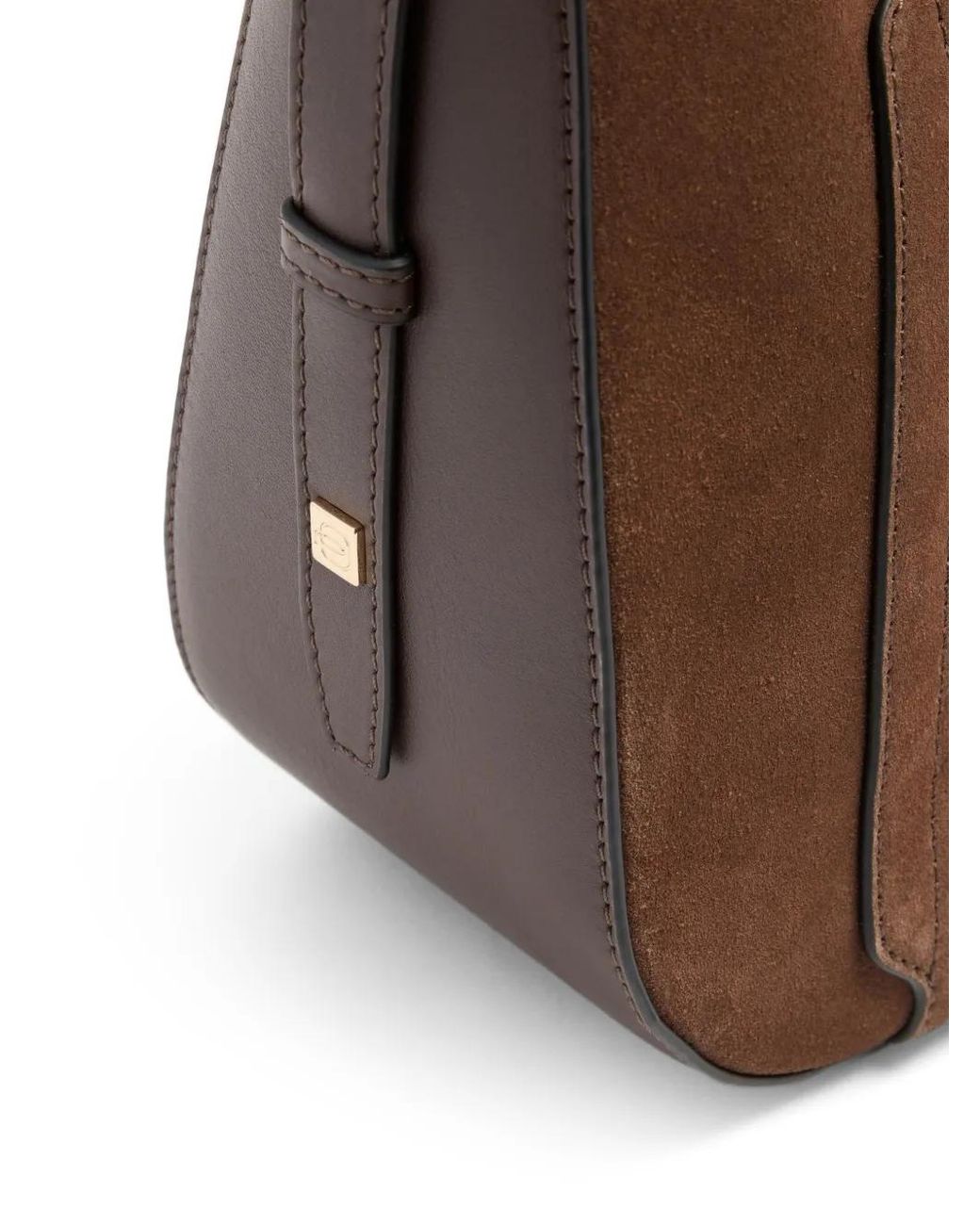 Piquadro Brown Mini Sac Porté Épaule Ipad À Empiècements En Daim