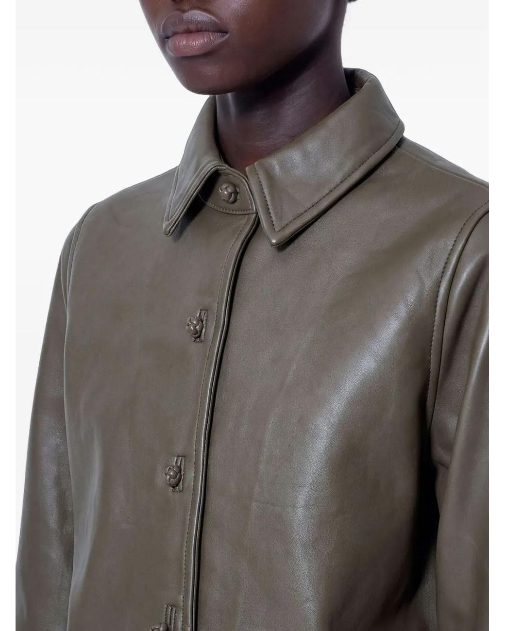 Rohe Gray Button-Down Leather Jacket