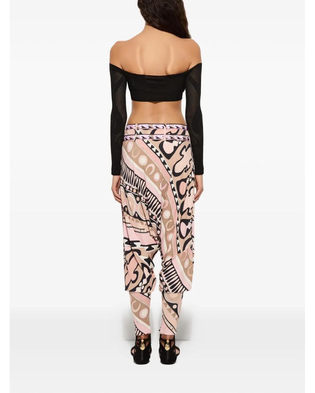 Emilio Pucci Black Cropped Jacquard Marmo Top