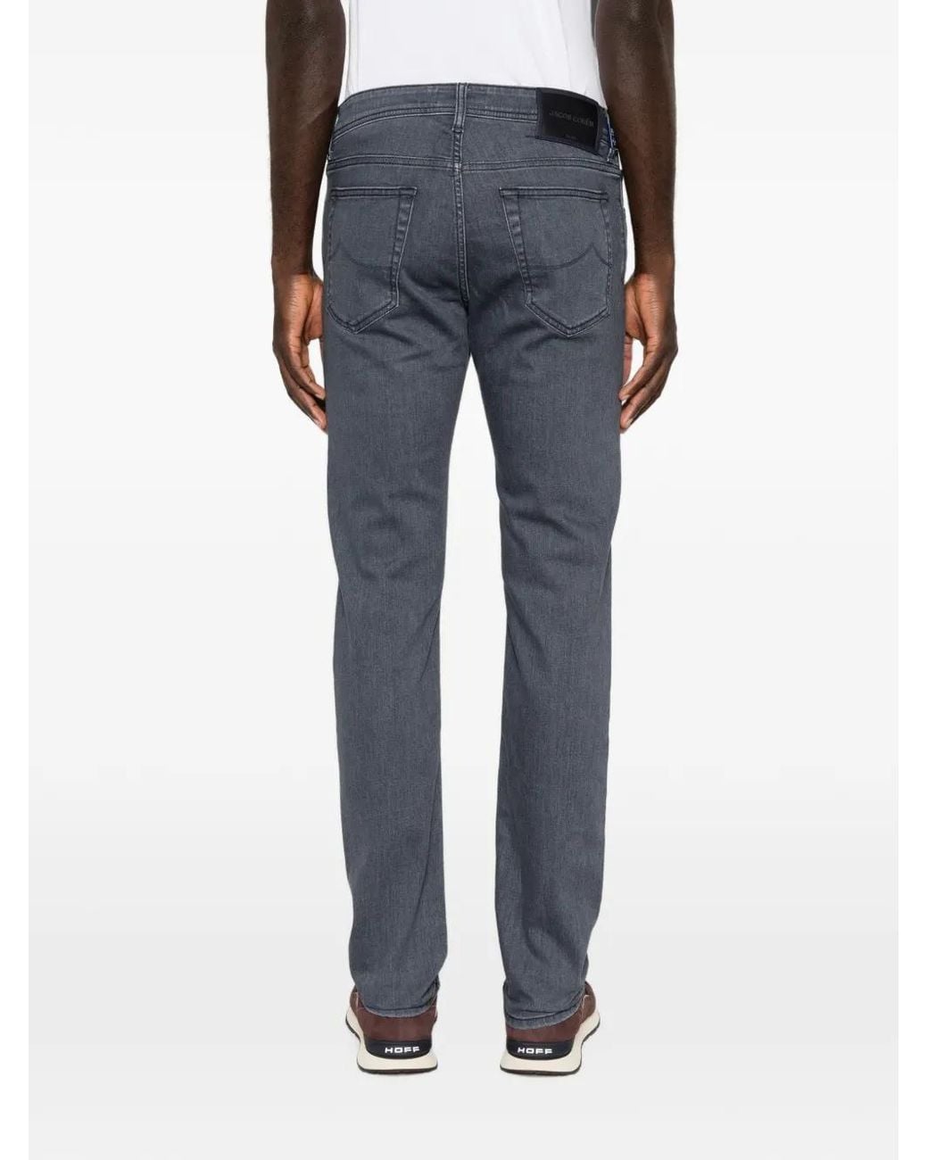 Jacob Cohen Gray Bard Logo-Patch Straight-Leg Jeans for men