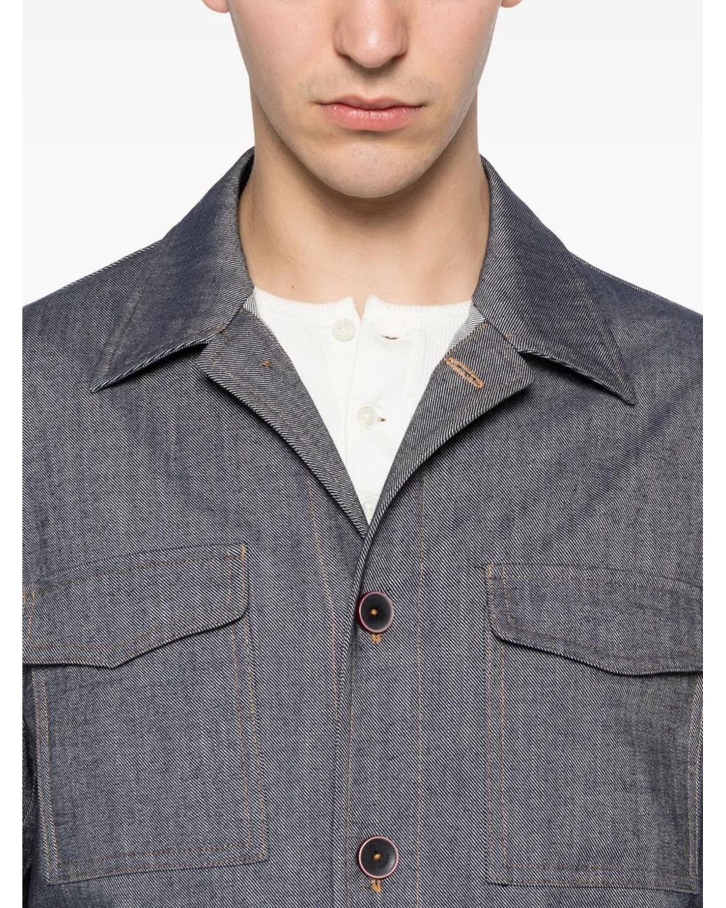 Manuel Ritz Gray Twill Chore Jacket for men
