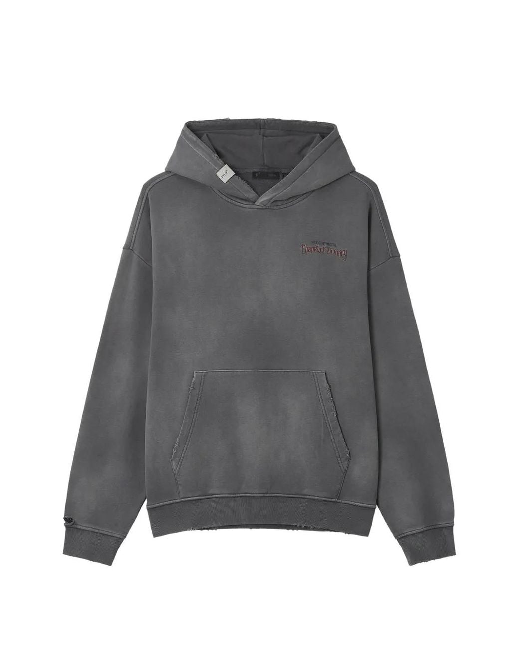 FIVE CM Gray Graphic-Print Distressed Hoodie for men