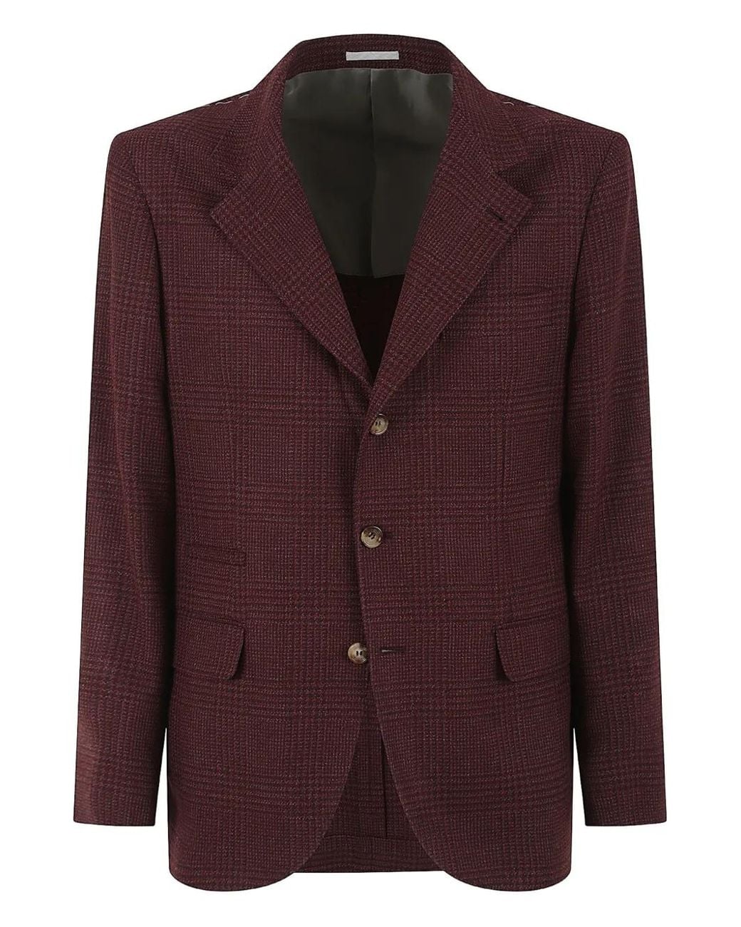 Brunello Cucinelli Purple Check-Pattern Blazer for men