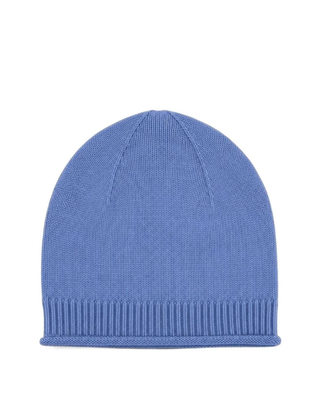 Chinti & Parker Blue Roll-Hem Beanie Hat