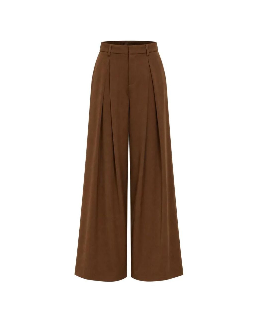 Isabelle Blanche Brown Pleated Palazzo Pants
