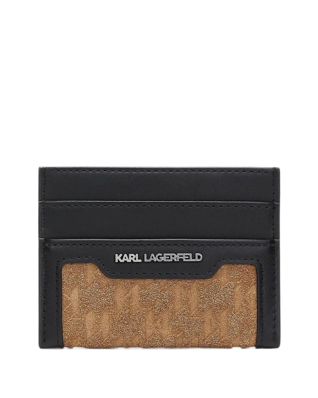 Karl Lagerfeld Black Monogram Suede Cardholder for men