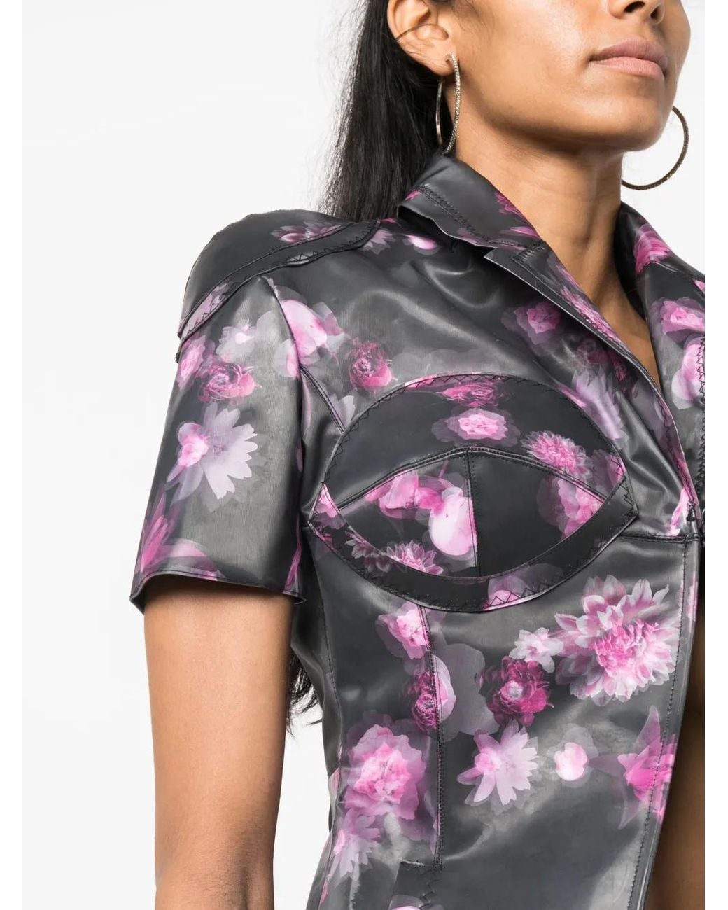 Coperni Black Holographic Short-Sleeved Fitted Jacket