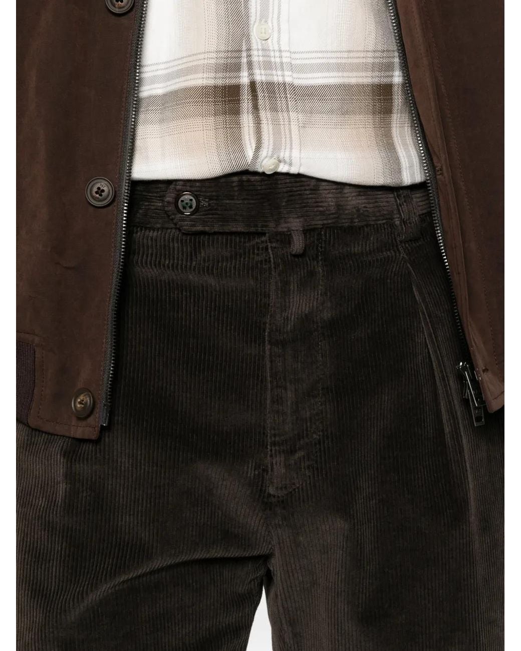 Berwich Black Chiaia Gd Pleated Corduroy Trousers for men