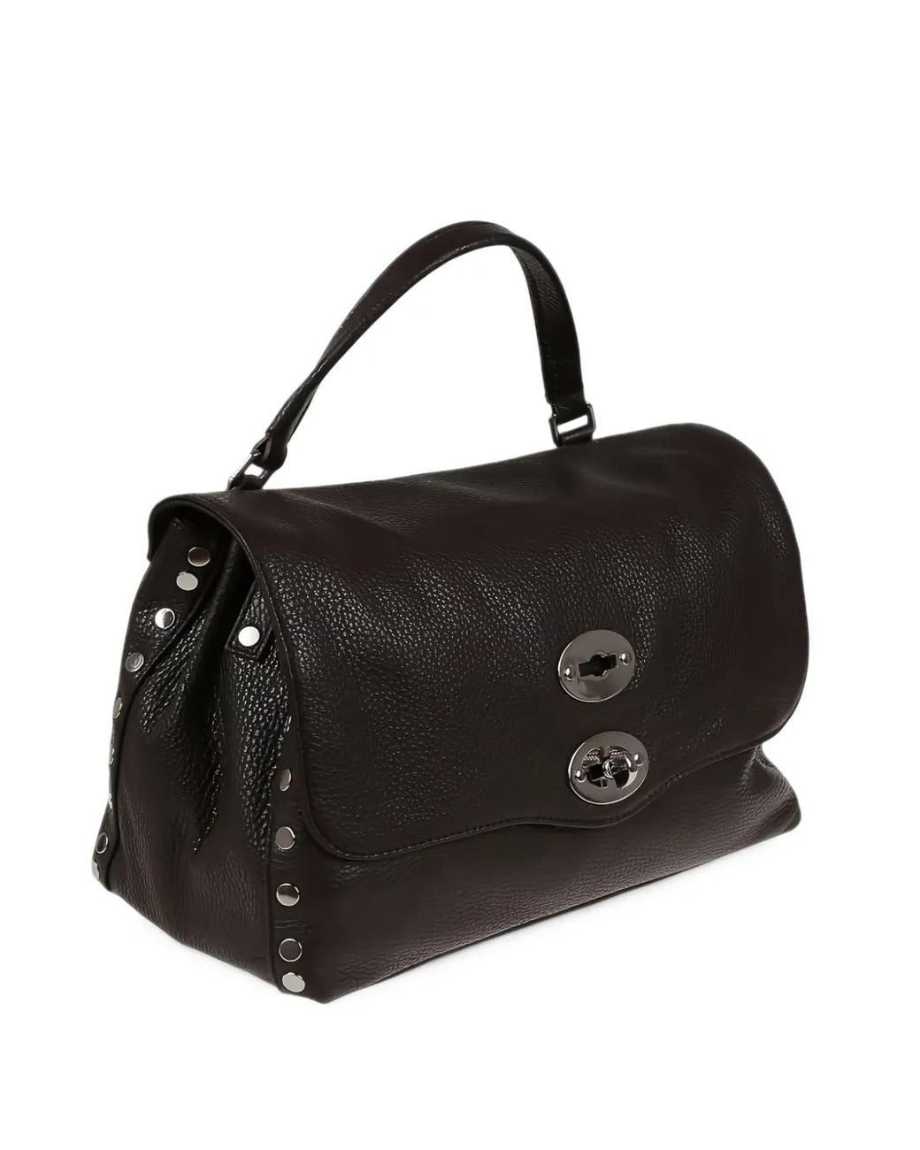 Zanellato Black Postina Studded Grained-Leather Tote Bag