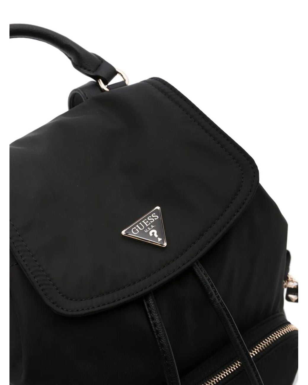 Guess Black Gemma Logo-Plaque Backpack