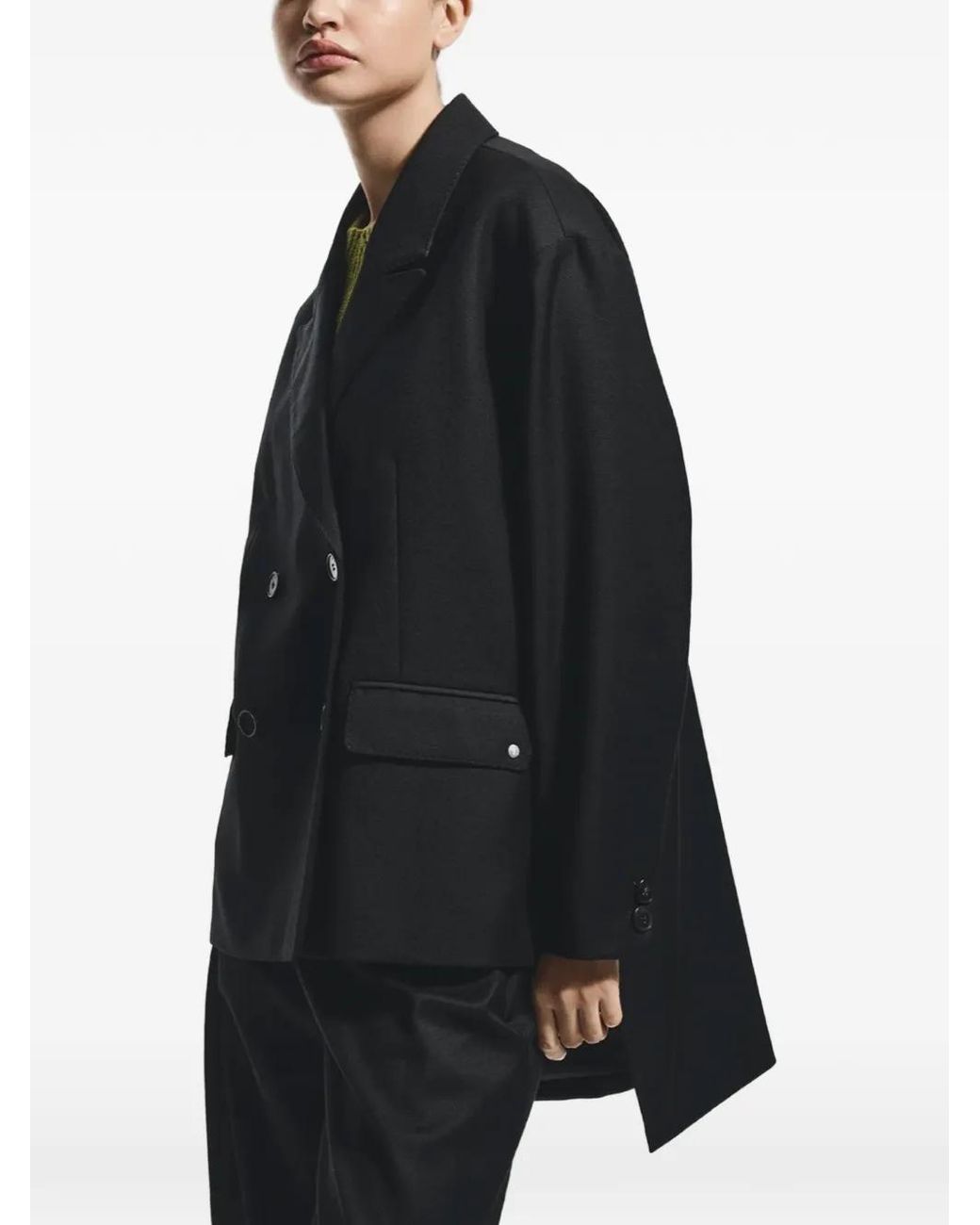 Stel Black Split-Hem Double-Breasted Blazer