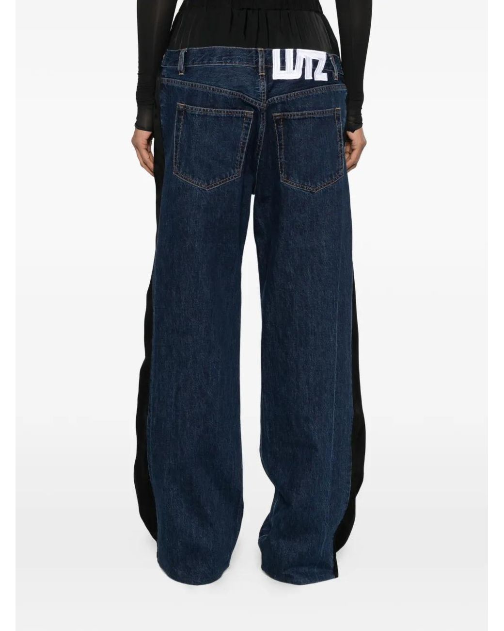 Lutz Huelle Blue Layered-Panel Jeans