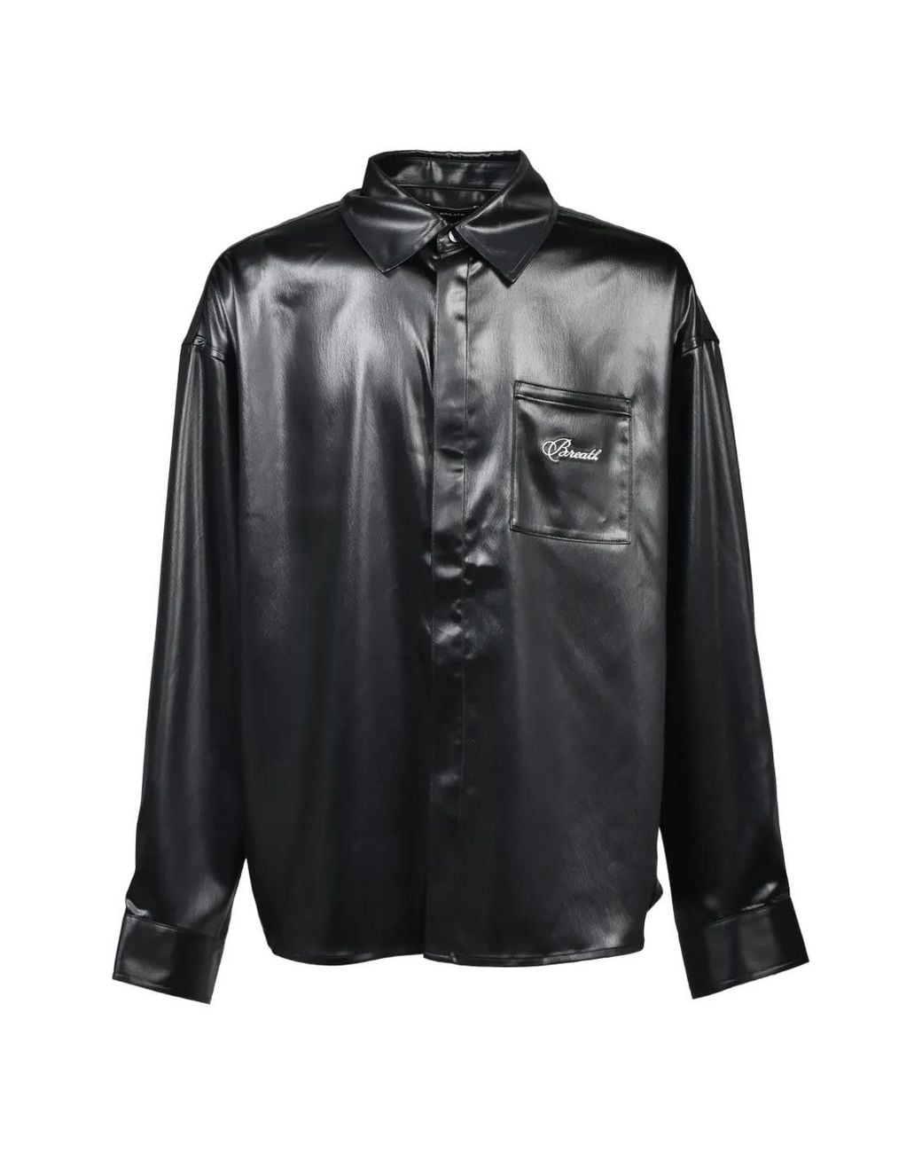 BREATH Black Chemise Manches Longues À Effet Enduit Script Logo for men