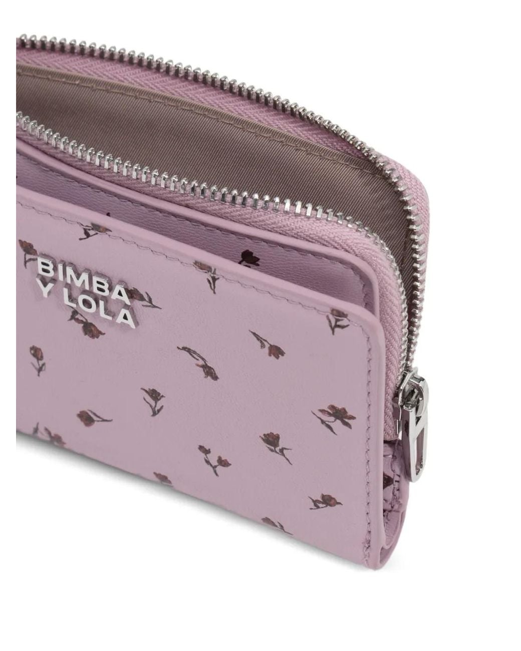 Bimba Y Lola Pink Mauve Mini Tulip Leather Compact Wallet